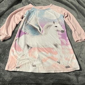 Pink Unicorn Kids Long Sleeve Nightgown